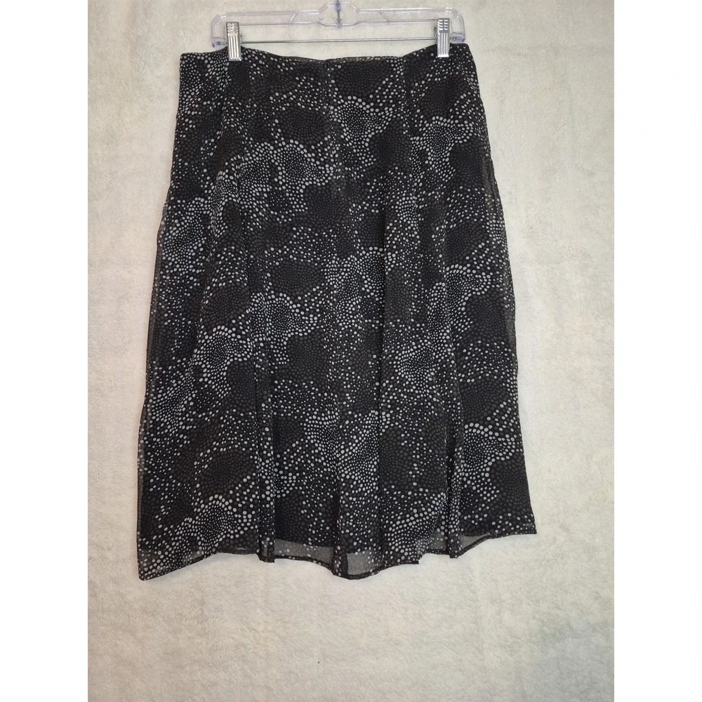 GEOFFREY BEENE‎ SPORT BLACK BROWN-CREAM DOTS LINED SKIRT SIZE 10